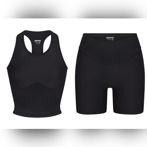 NWT SKIMS PERFORMANCE RACER BACK TANK & HIGH WAISTED BIKE SHORT SET SIZE XS - Picture 1 of 8